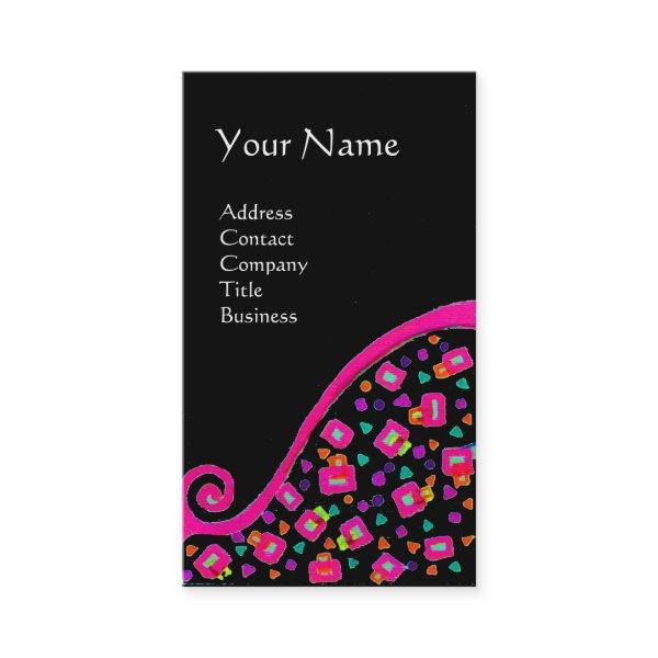 PINK FUCHSIA BLACK ABSTRACT DECO MONOGRAM