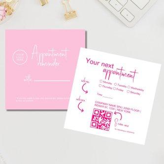 Pink fuchsia Modern Beauty Salon QR code  Appointment Card