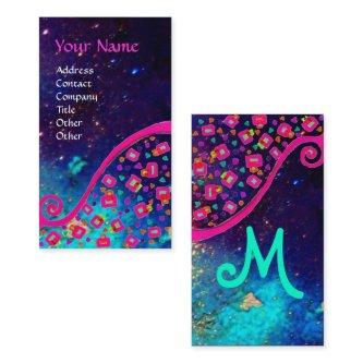 PINK FUCHSIA TURQUOISE BLUE ABSTRACT DECO MONOGRAM