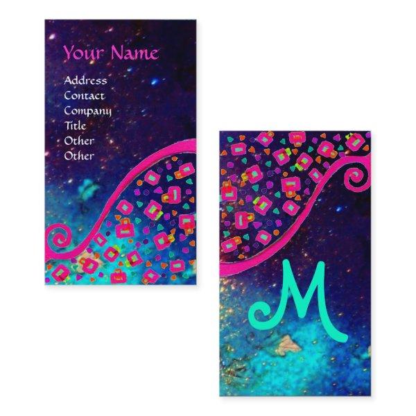 PINK FUCHSIA TURQUOISE BLUE ABSTRACT DECO MONOGRAM