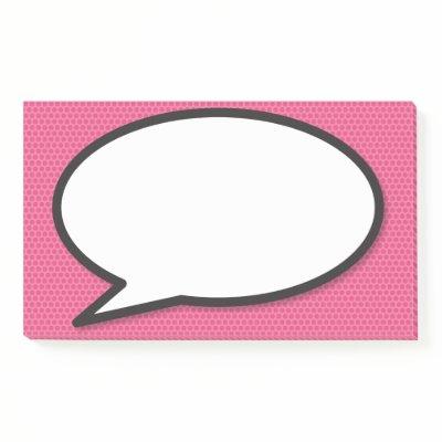 Pink Fun Simple Comic Book Speech Bubble Post-it Notes