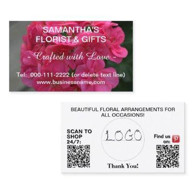 Pink Geranium Business Logo QR Code 3.5 x 2.0