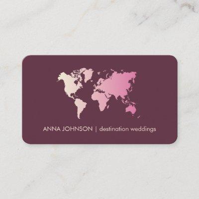 Pink Girly Gradient World Map Global Travel Agent