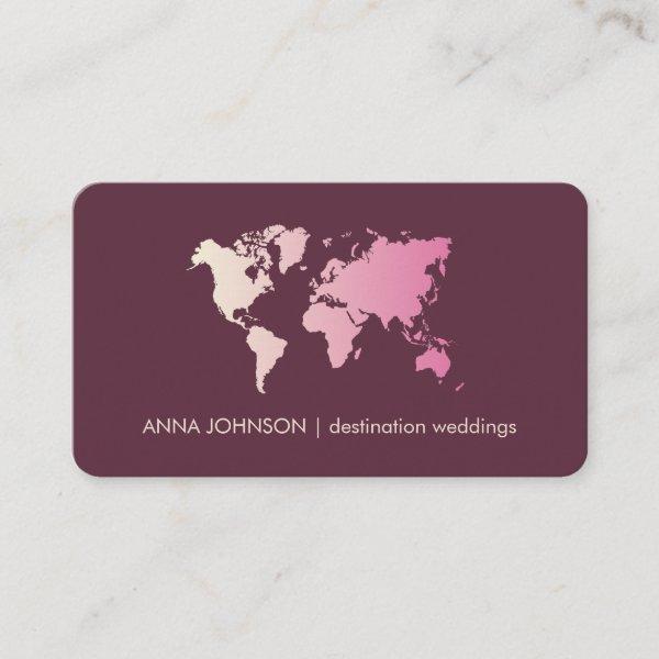 Pink Girly Gradient World Map Global Travel Agent