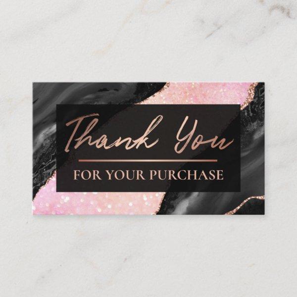 Pink Glitter Black Thank You For Your Purchase