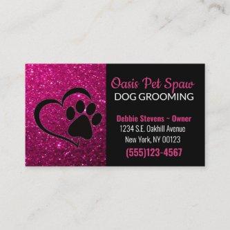 Pink Glitter Design Dog Pet Grooming Service
