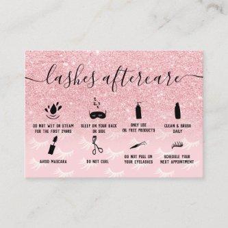 Pink Glitter lashes aftercare illustrations