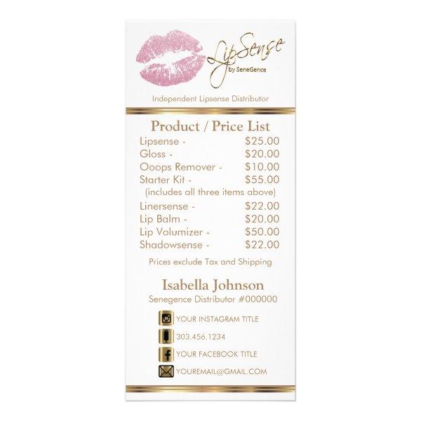 Pink Glitter Lips - White -  Price List Rack Card