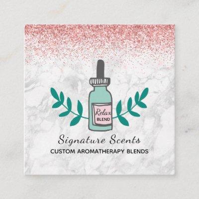 Pink Glitter Marble Aromatherapy Business Logo Square