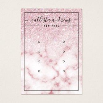 Pink Glitter Marble Ombre Earrings Display Card