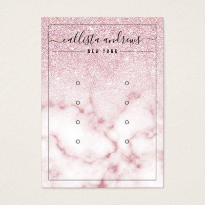 Pink Glitter Marble Ombre Earrings Display Card