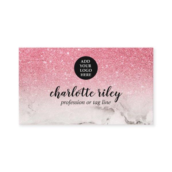Pink Glitter Ombre Cursive Add your Logo Glam