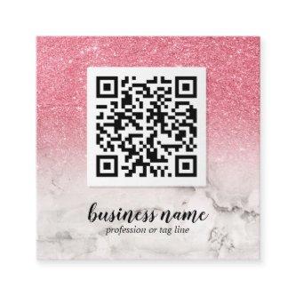 Pink Glitter Ombre Cursive QR CODE social icon  Square