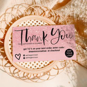 Pink glitter sparkles gradient order thank you