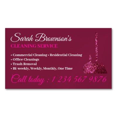 Pink Glitz Glam Cleaning Service Janitorial  Magnet