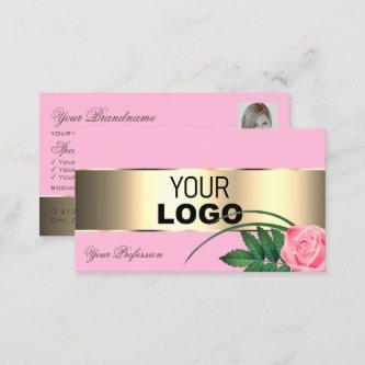 Pink Gold Decor Rose Flower with Logo and Photo