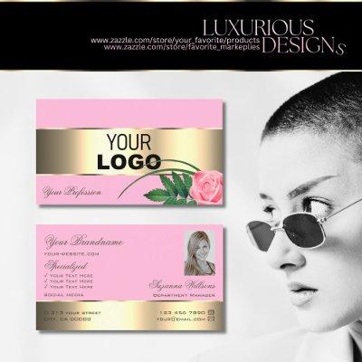 Pink Gold Decor Rose Flower with Logo and Photo
