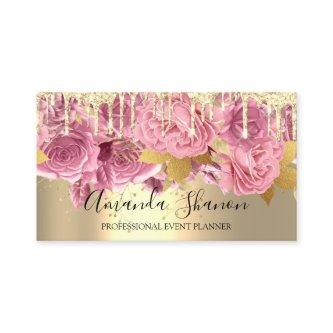 Pink Gold Drip Flower Logo Event Planner QRCode