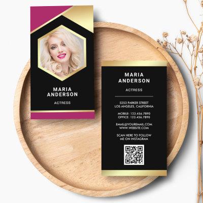 Pink Gold Foil Model Actress QR Code Photo