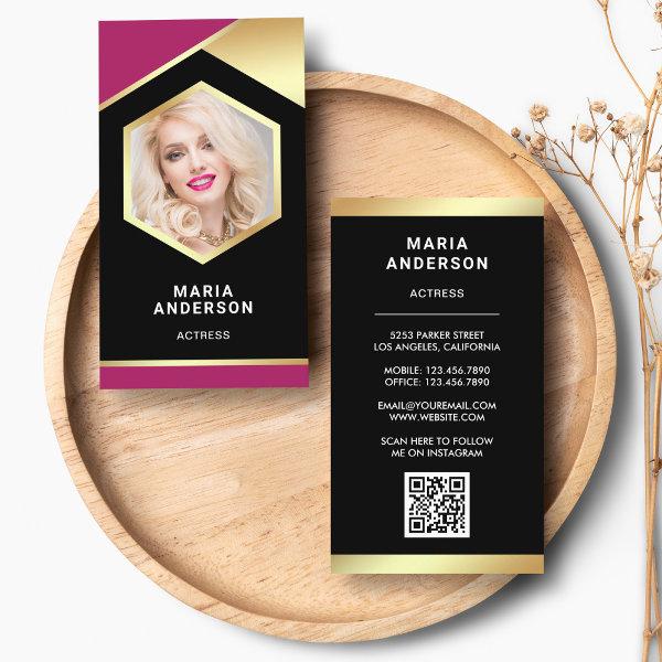 Pink Gold Foil Model Actress QR Code Photo