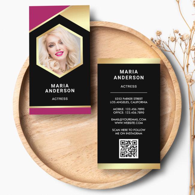 Pink Gold Foil Model Actress QR Code Photo