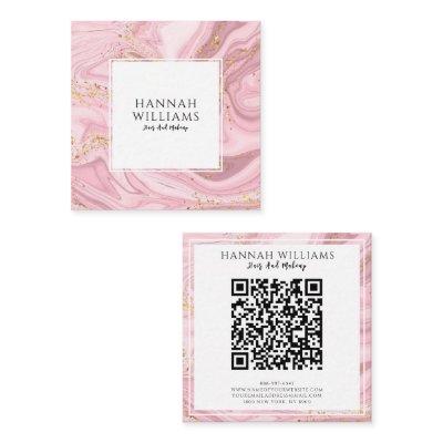 Pink & Gold Glitter Agate Qr Code Modern Unique Square