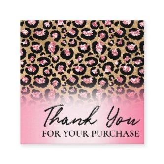 Pink Gold Leopard Print Thank You For Your Order Square