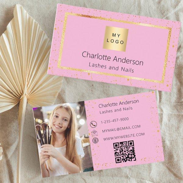 Pink gold photo logo modern QR code