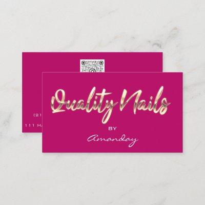 Pink Gold Quality Nail Script QR Code Logo