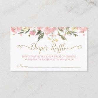 Pink Gold Watercolor Floral Diaper Raffle Tickets