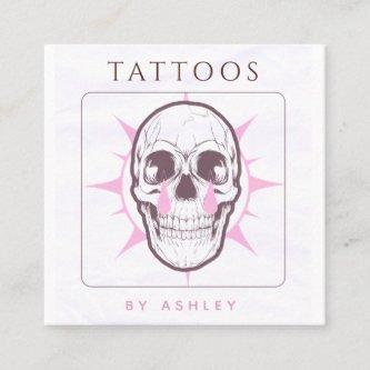 Pink Gothic Skull Tattoo Artist Salon Studio Cool Square