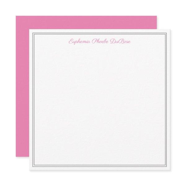 Pink Gray and White Elegant Square Flat Thank You Card