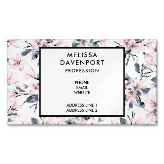 Pink & Gray Floral Watercolor Pattern  Magnet