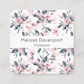 Pink & Gray Floral Watercolor Pattern Square