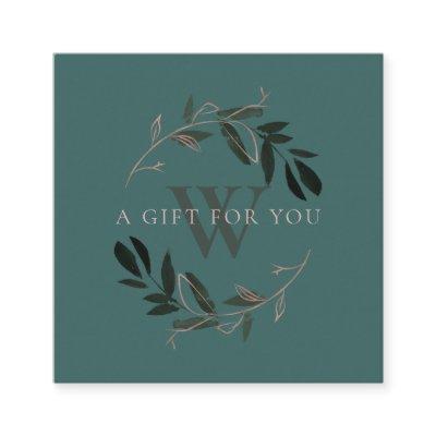 PINK GREEN FOLIAGE INITIAL WREATH GIFT CERTIFICATE