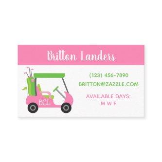 Pink & Green Golf Business or Contact Cards