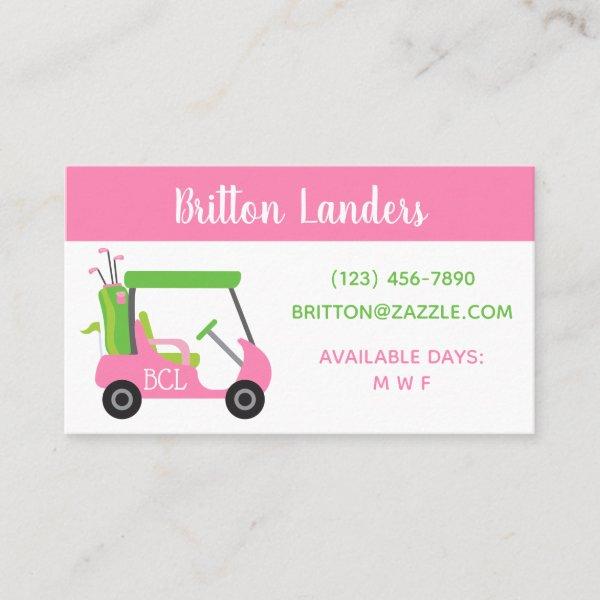 Pink & Green Golf Business or Contact Cards