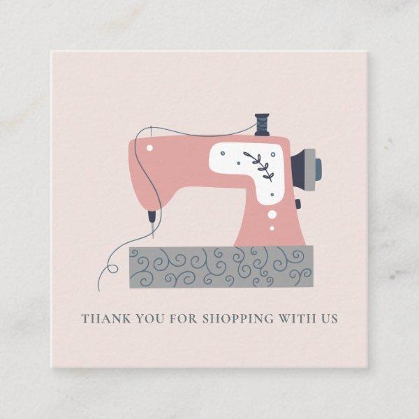 PINK GREY PEACH SEWING MACHINE THANK YOU SHOPPING SQUARE