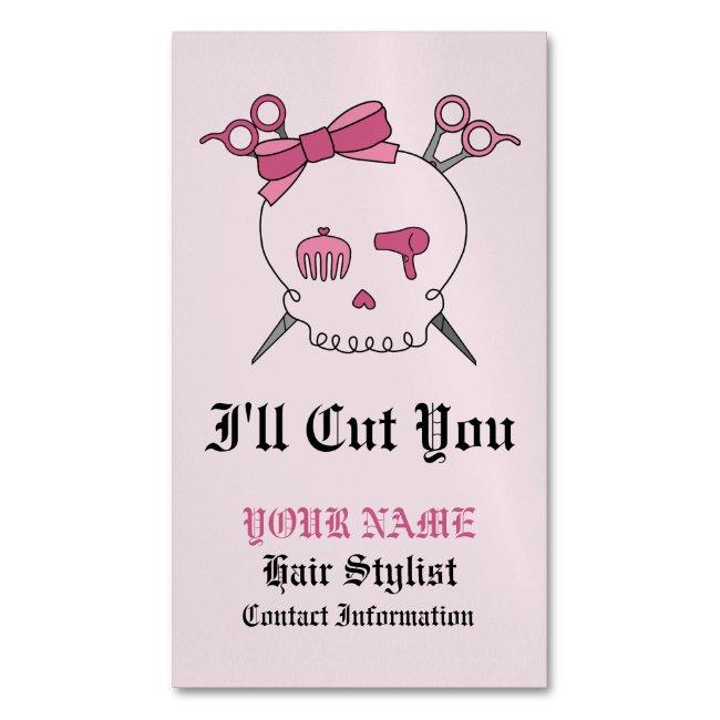 Pink Hair Accessory Skull -Scissor Crossbones #6 Magnet
