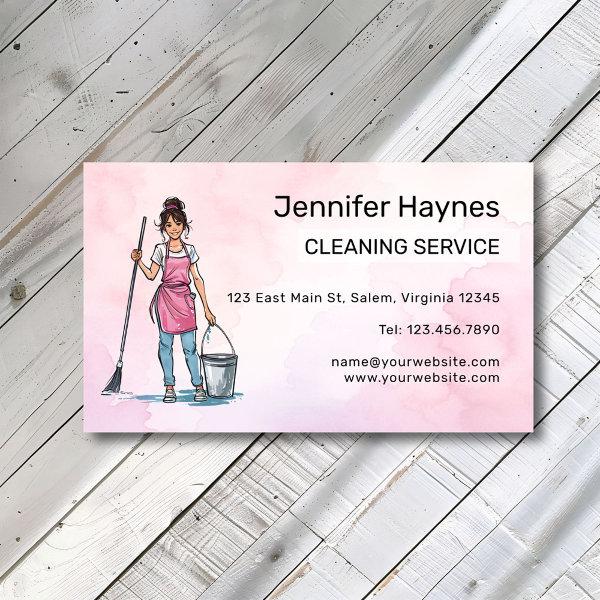 Pink Happy Bright Clean Cleaning Lady Services