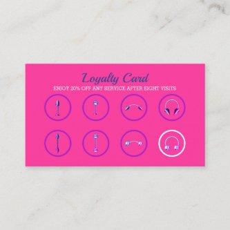 Pink Jewelry Neon Stylish Body Piercing Loyalty Card