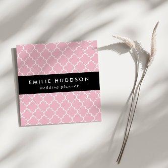 Pink Latticework, Quatrefoil, Moroccan Trellis Square
