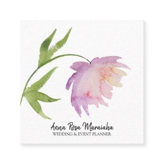 *~* Pink Lavender Elegant Watercolor Peony Floral Square