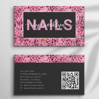 Pink Leopard Print Nails By QR Code Nail Tech