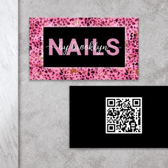 Pink Leopard Print Nails By QR Code Nail Tech