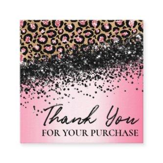 Pink Leopard Print Thank You For Your Order Square