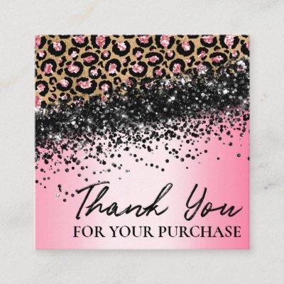Pink Leopard Print Thank You For Your Order Square