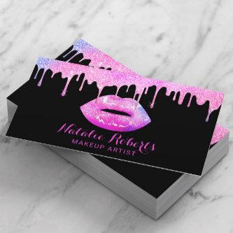Pink Lips Makeup Artist Modern Pastel Drips Salon