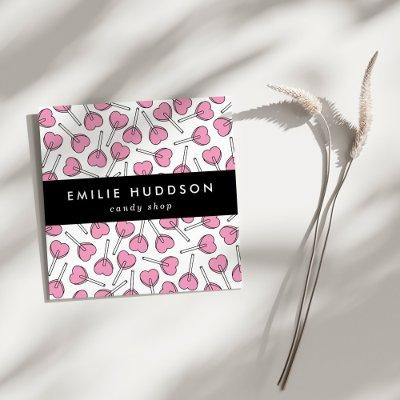Pink Lollipops, Heart Lollipops, Lolly, Candy Shop Square