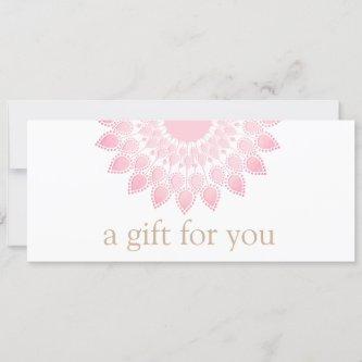Pink Lotus Mandala Spa Gift Certificate Holiday Card